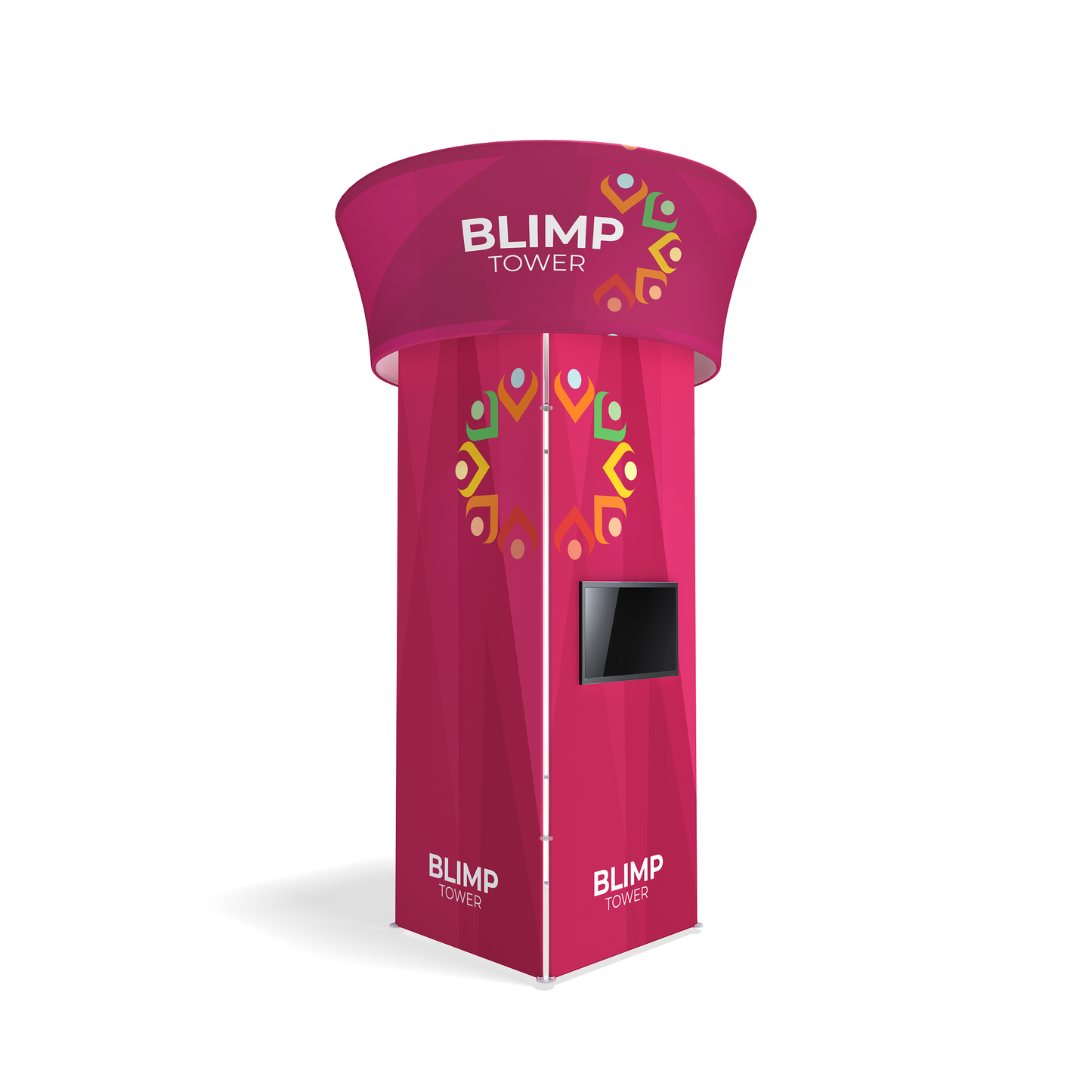 WaveLine® Blimp Squared Tower 20ft Island Exhibit with led monitor blank
