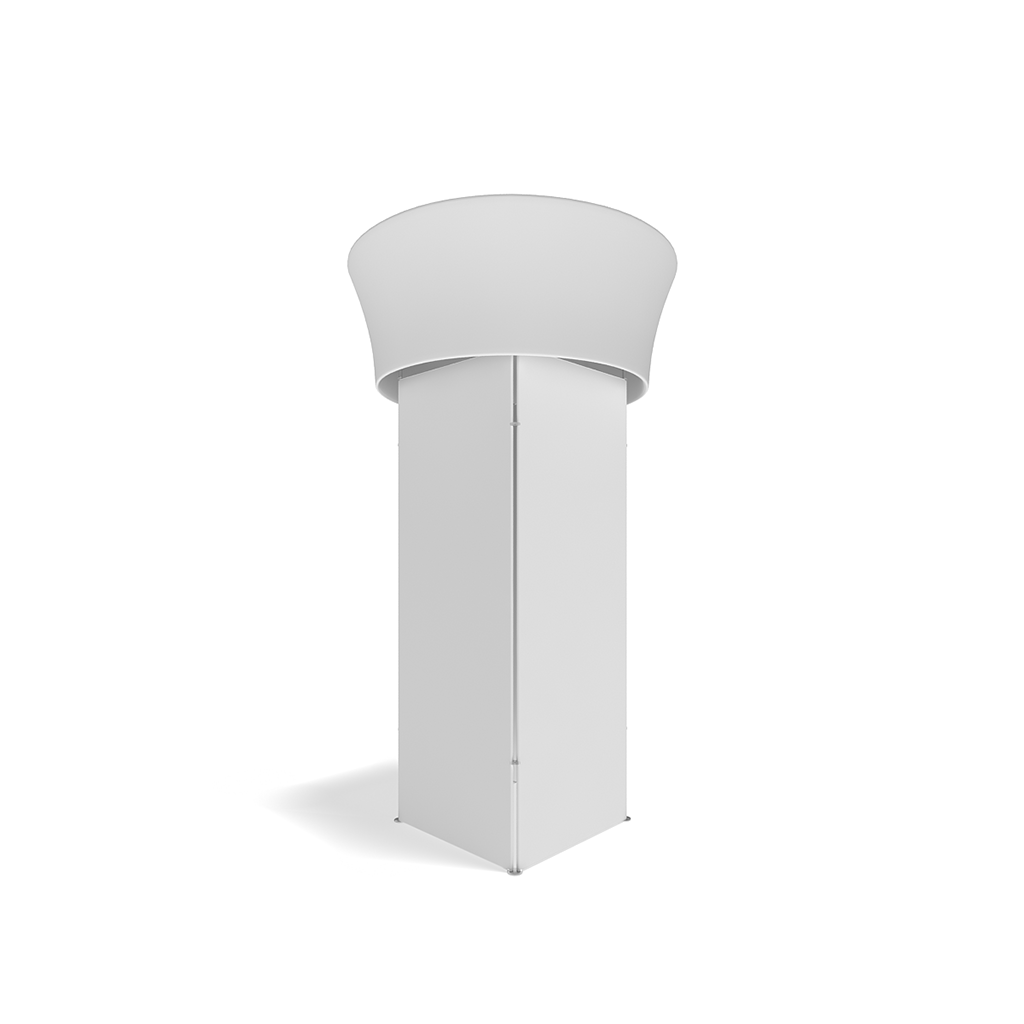 WaveLine® Blimp Squared Tower 20ft Island Exhibit with led monitor blank